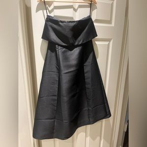 Black satin strapless dress